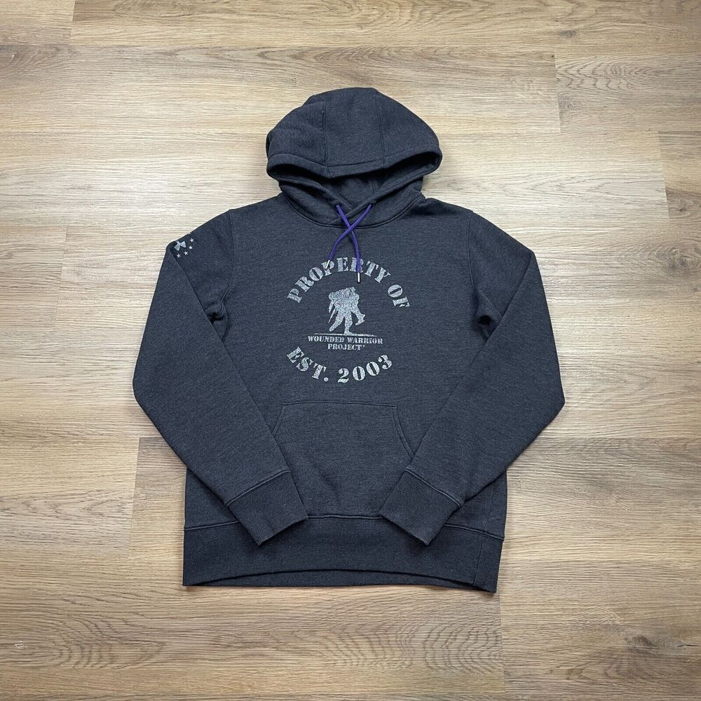 Under Armour Hoodie Mens Medium Gray Wounded Warrior Project Army